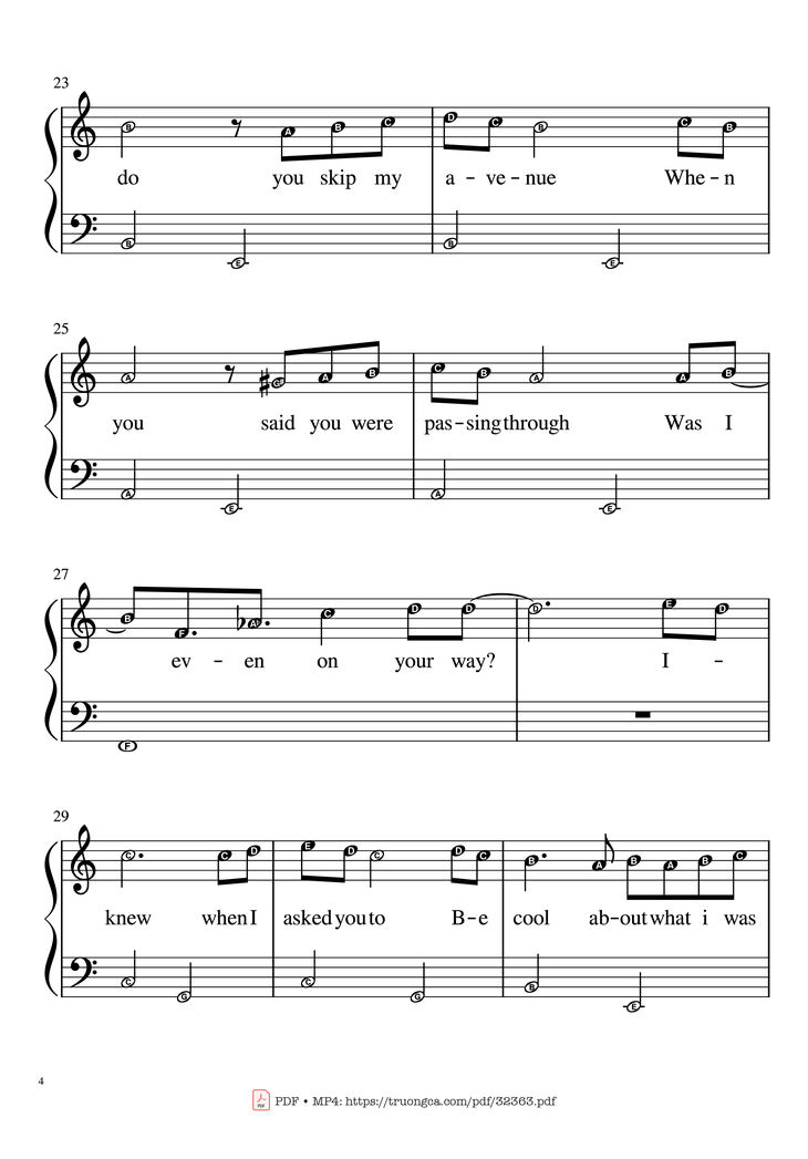Page 4 of the piano sheet music PDF Piano – Happier Than Ever Piano EASY by Billie Eilish