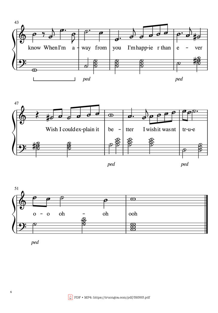 Page 6 of the piano sheet music PDF Piano – Happier Than Ever Piano EASY by Billie Eilish