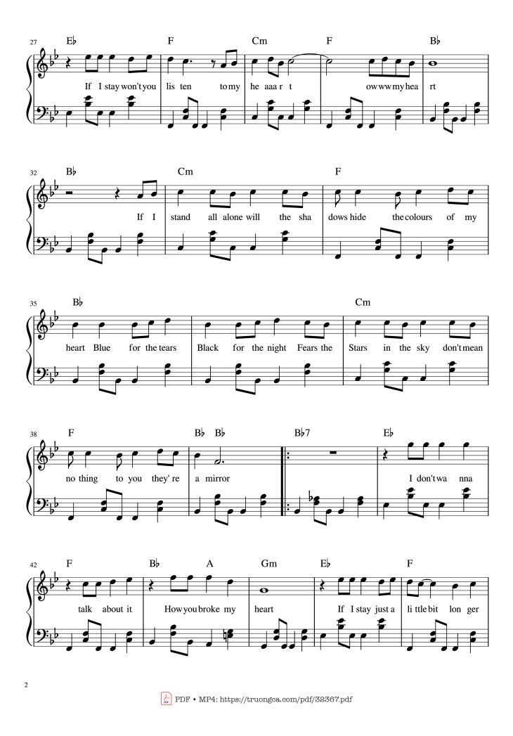 Page 2 of the piano sheet music PDF Piano – I Don