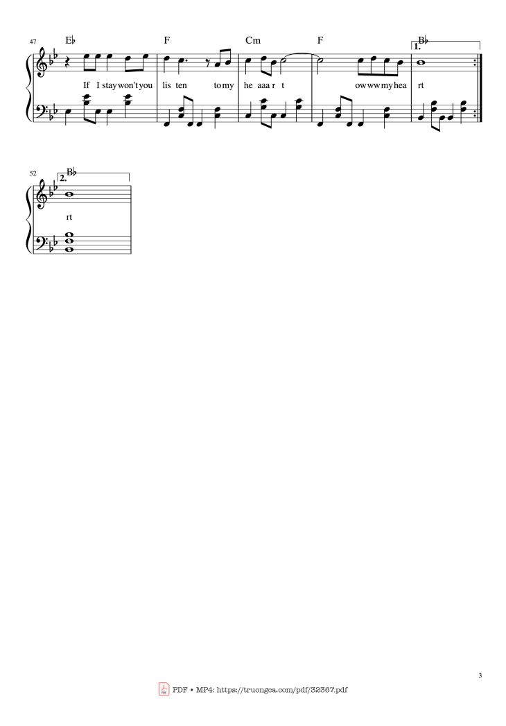 Page 3 of the piano sheet music PDF Piano – I Don