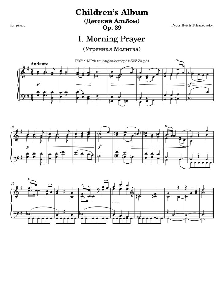 Page 1 of the piano sheet music PDF – Children