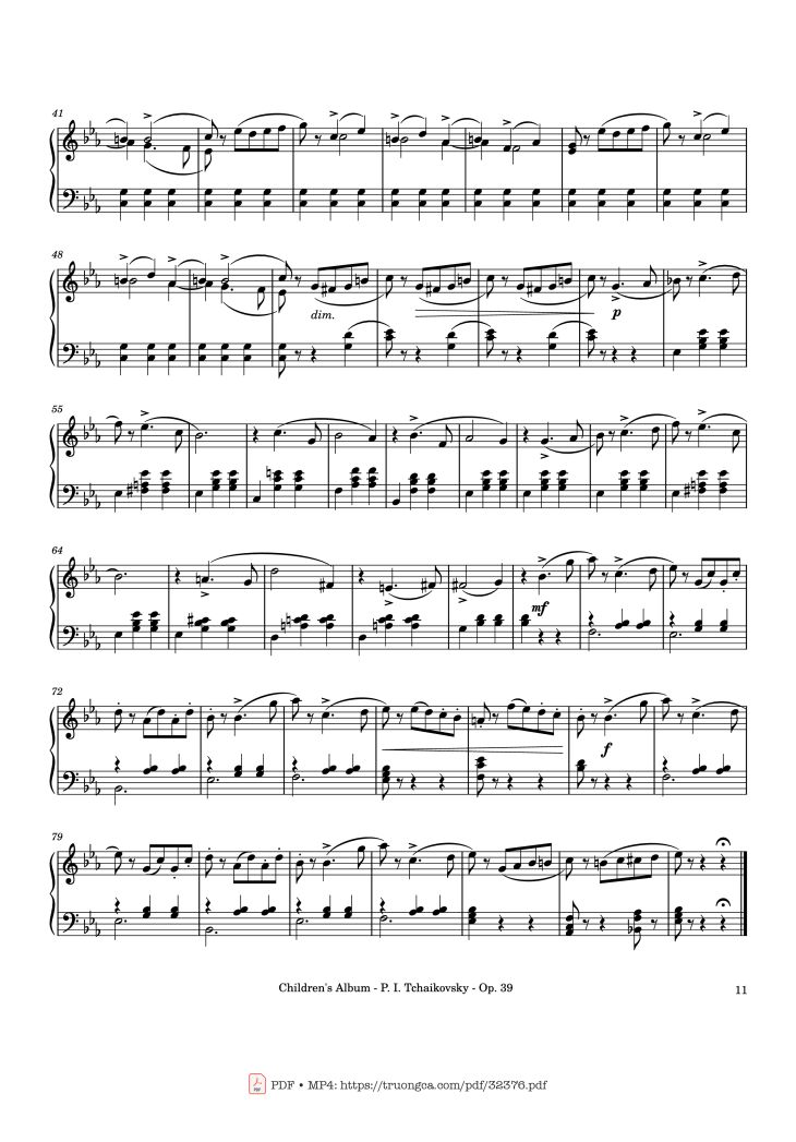 Page 11 of the piano sheet music PDF – Children