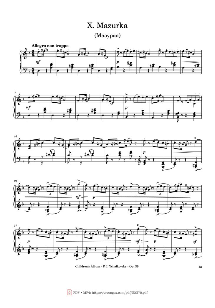 Page 13 of the piano sheet music PDF – Children