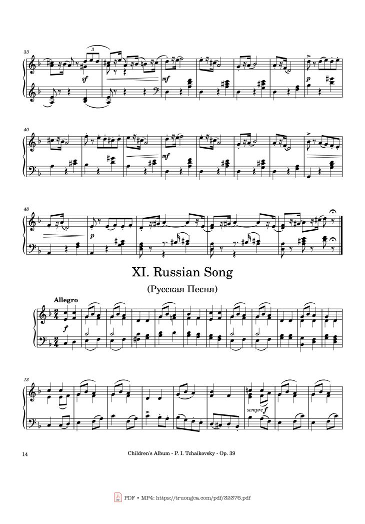 Page 14 of the piano sheet music PDF – Children