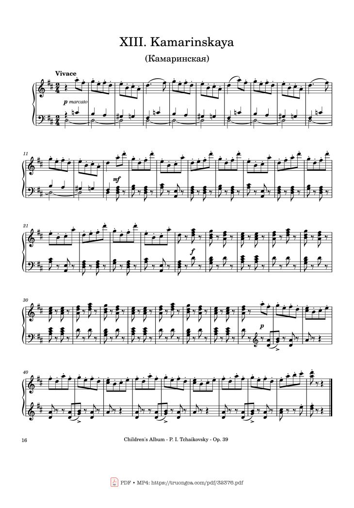 Page 16 of the piano sheet music PDF – Children