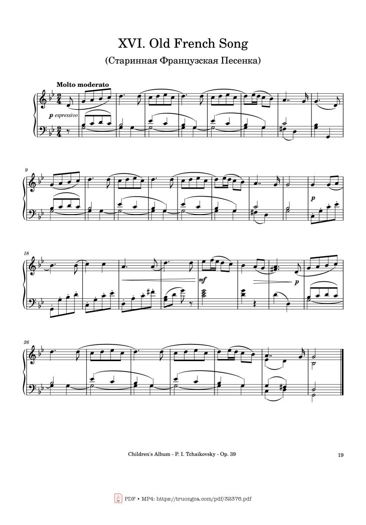 Page 19 of the piano sheet music PDF – Children