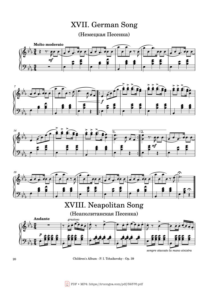 Page 20 of the piano sheet music PDF – Children