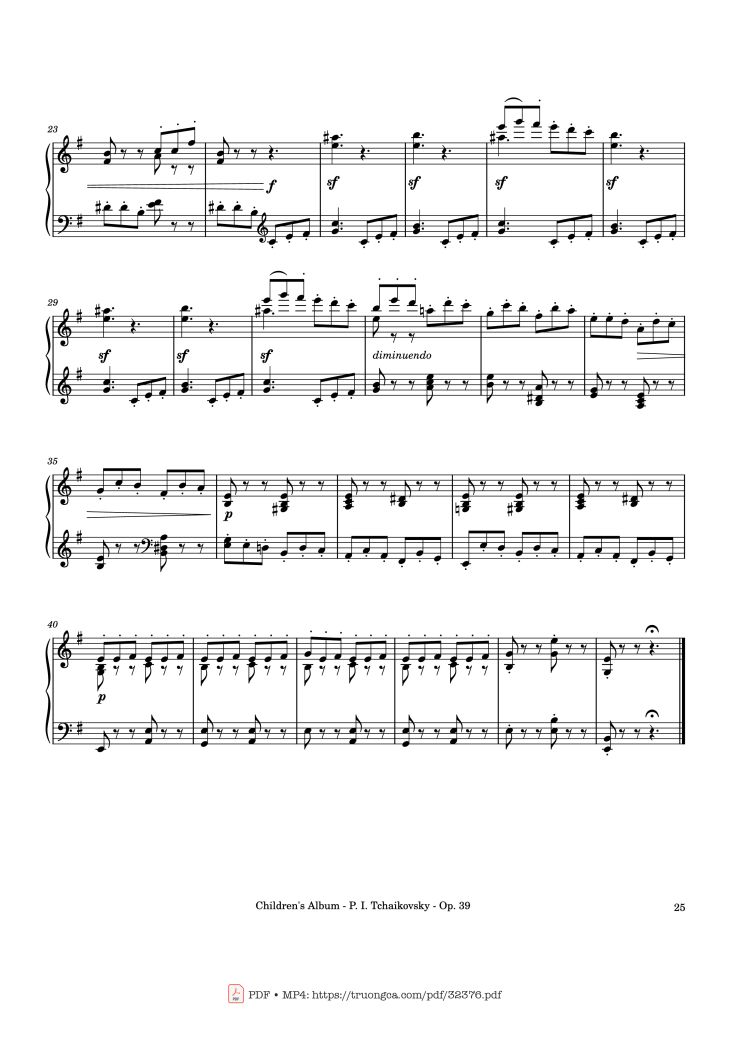 Page 25 of the piano sheet music PDF – Children