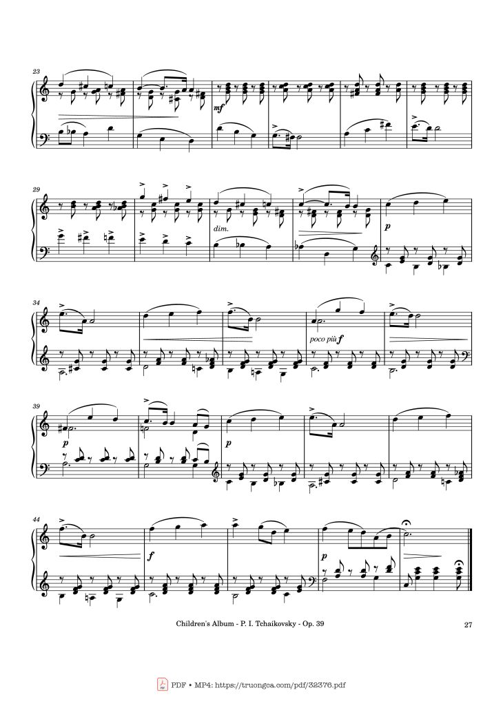 Page 27 of the piano sheet music PDF – Children
