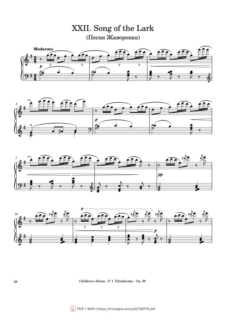 Page 28 of the piano sheet music PDF – Children