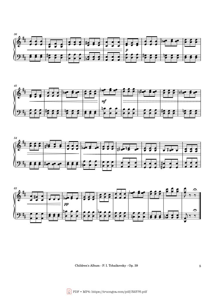 Page 5 of the piano sheet music PDF – Children