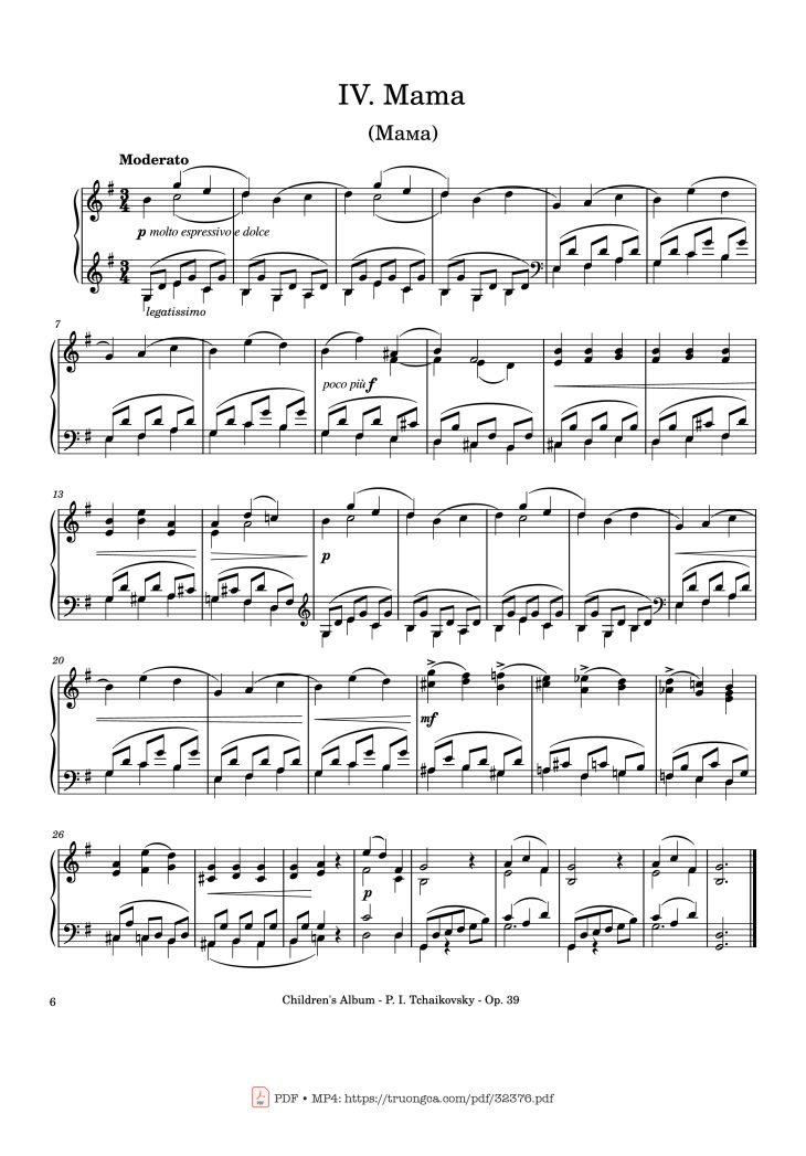 Page 6 of the piano sheet music PDF – Children