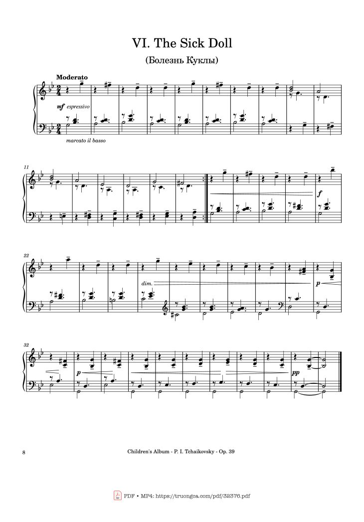Page 8 of the piano sheet music PDF – Children