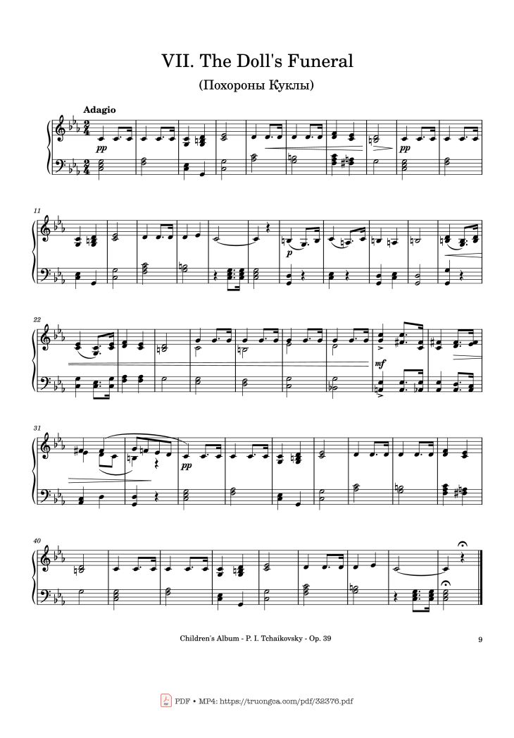 Page 9 of the piano sheet music PDF – Children
