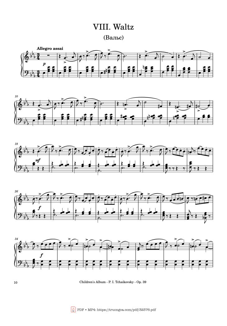 Page 10 of the piano sheet music PDF – Children