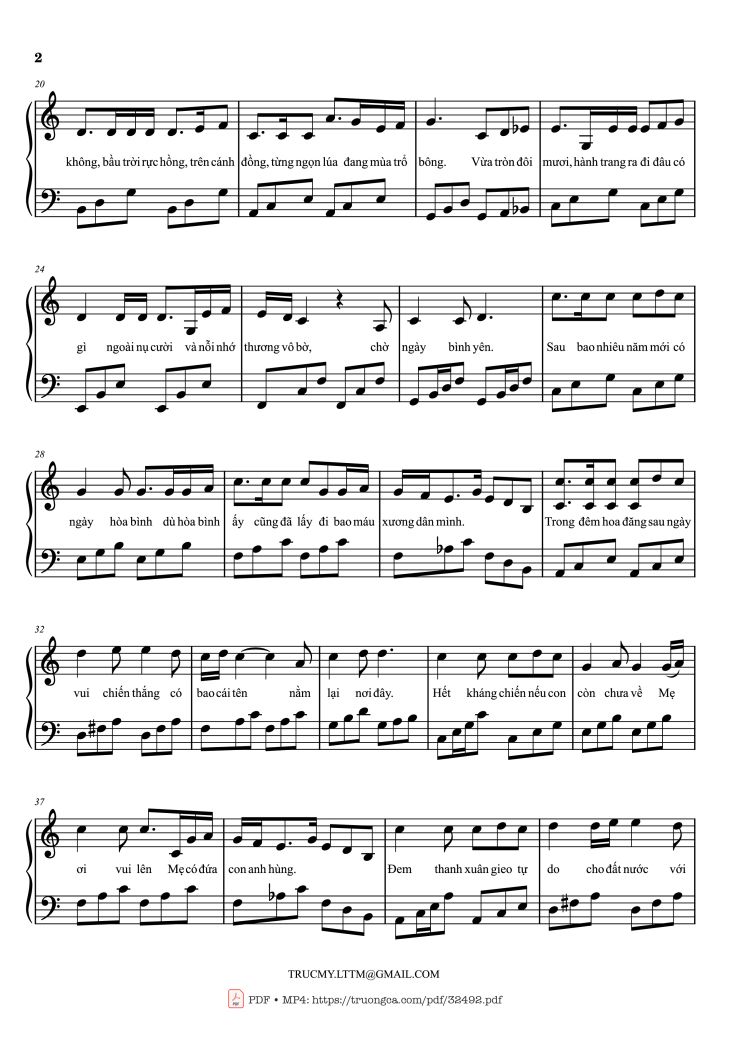 Page 2 of the piano sheet music PDF – Còn gì đẹp hơn Piano by Mưa đỏ OST