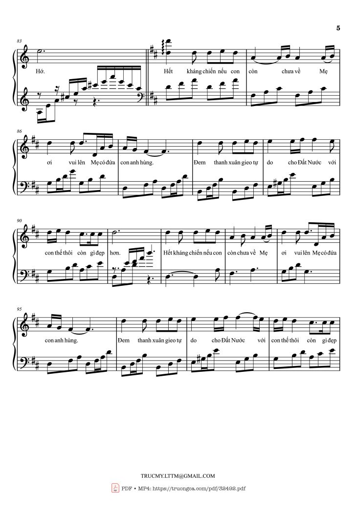 Page 5 of the piano sheet music PDF – Còn gì đẹp hơn Piano by Mưa đỏ OST