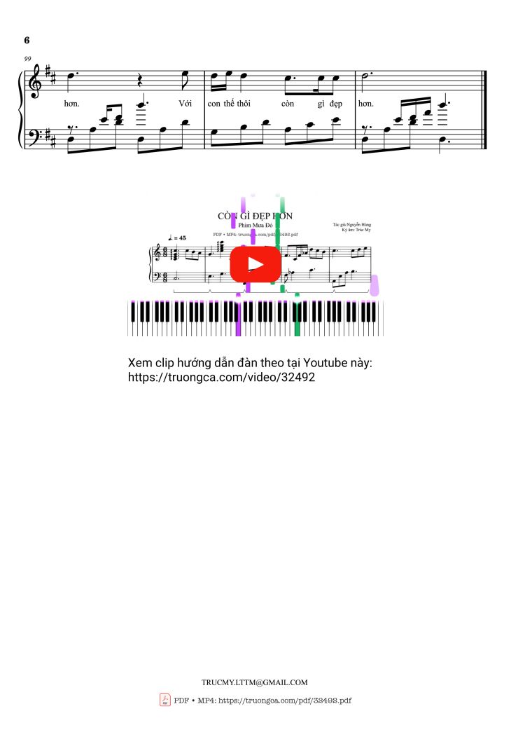 Page 6 of the piano sheet music PDF – Còn gì đẹp hơn Piano by Mưa đỏ OST