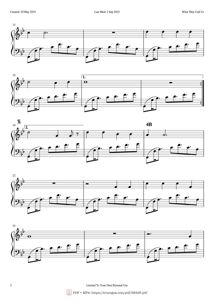 Page 2 of the piano sheet music PDF Piano – What They Call Us Piano by Fever Ray