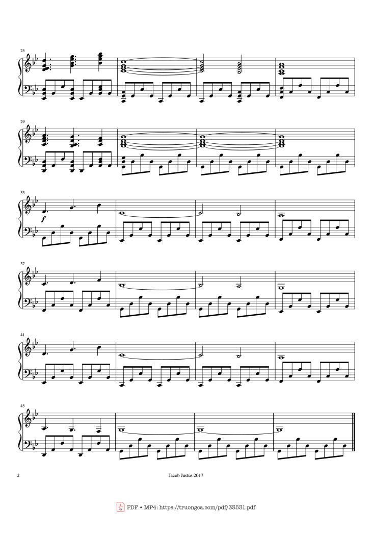 Page 2 of the piano sheet music PDF Piano – Now We Are Free Piano (Easy) by Hans Zimmer
