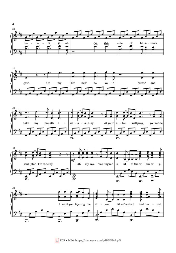 Page 4 of the piano sheet music PDF Piano – Ordinary Piano by Transcribed by: Calix Huang