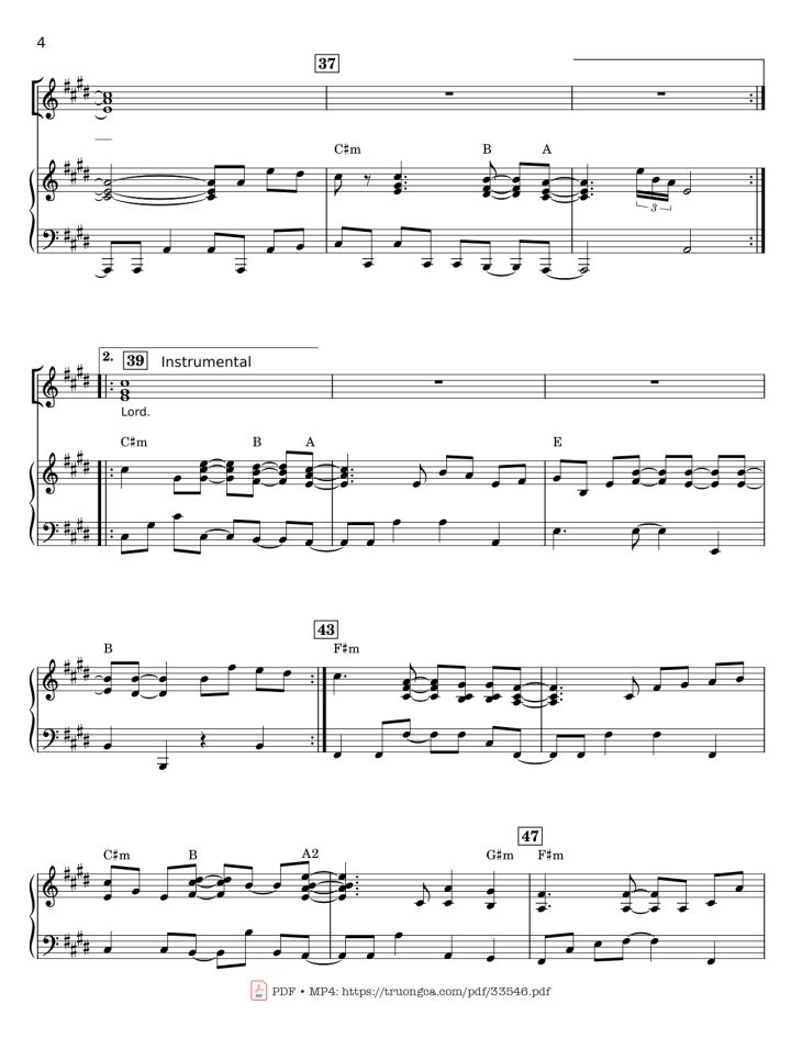 Page 4 of the piano sheet music PDF – Glory To The Lord Piano by LYNN DESHAZO