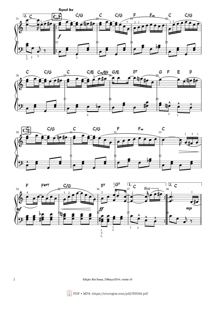 Page 2 of the piano sheet music PDF Piano – The Entertainer (Original Piece Piano) by Scott Joplin