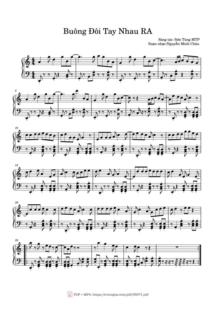 Page 1 of the piano sheet music PDF Piano – Buông Đôi Tay Nhau RA Piano by Sơn Tùng MTP