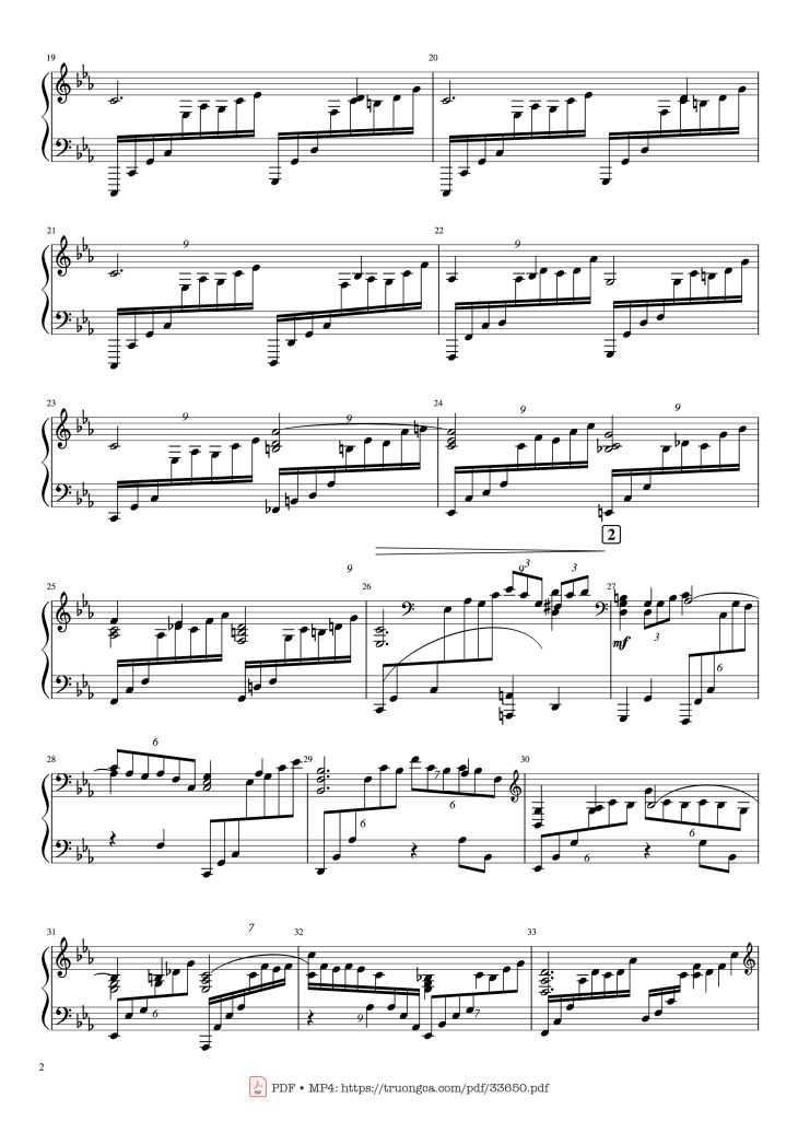 Page 2 of the piano sheet music PDF Piano – Piano Concerto No.2 Op.18 - Rachmaninov by Serguei Rachmaninoff