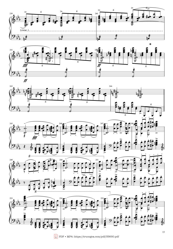 Page 13 of the piano sheet music PDF Piano – Piano Concerto No.2 Op.18 - Rachmaninov by Serguei Rachmaninoff