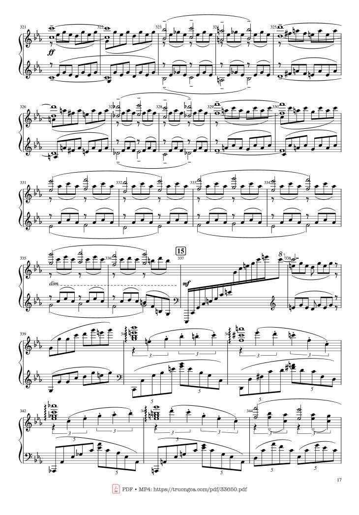 Page 17 of the piano sheet music PDF Piano – Piano Concerto No.2 Op.18 - Rachmaninov by Serguei Rachmaninoff