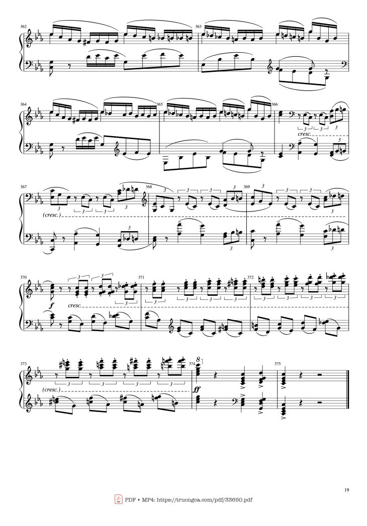 Page 19 of the piano sheet music PDF Piano – Piano Concerto No.2 Op.18 - Rachmaninov by Serguei Rachmaninoff