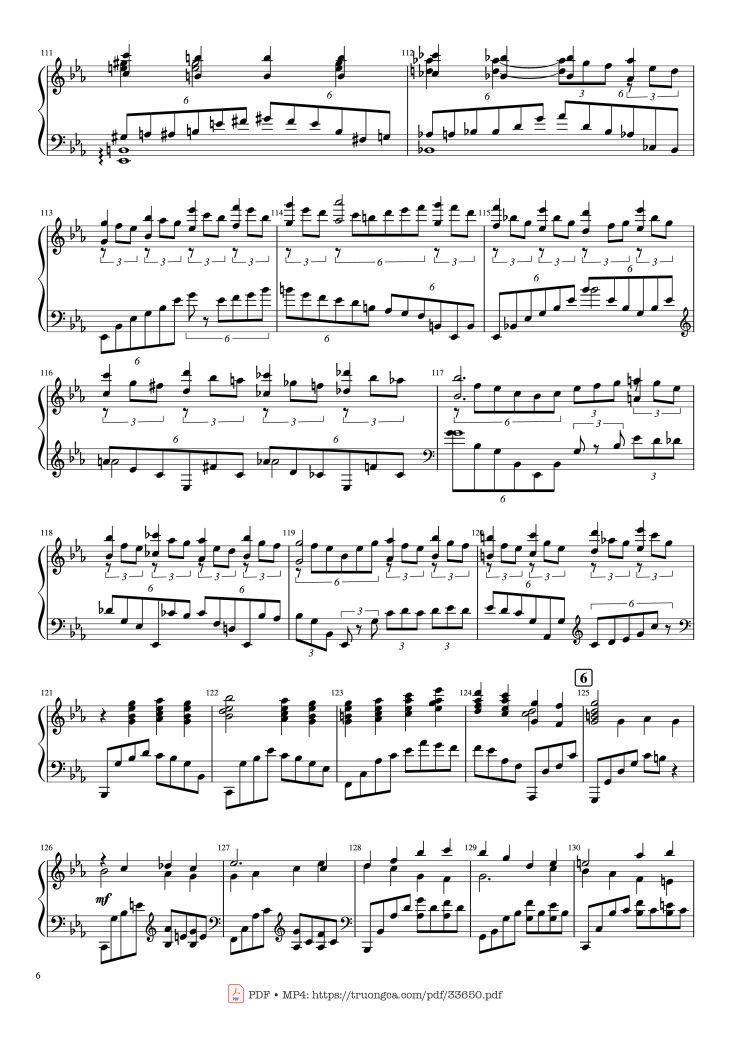 Page 6 of the piano sheet music PDF Piano – Piano Concerto No.2 Op.18 - Rachmaninov by Serguei Rachmaninoff