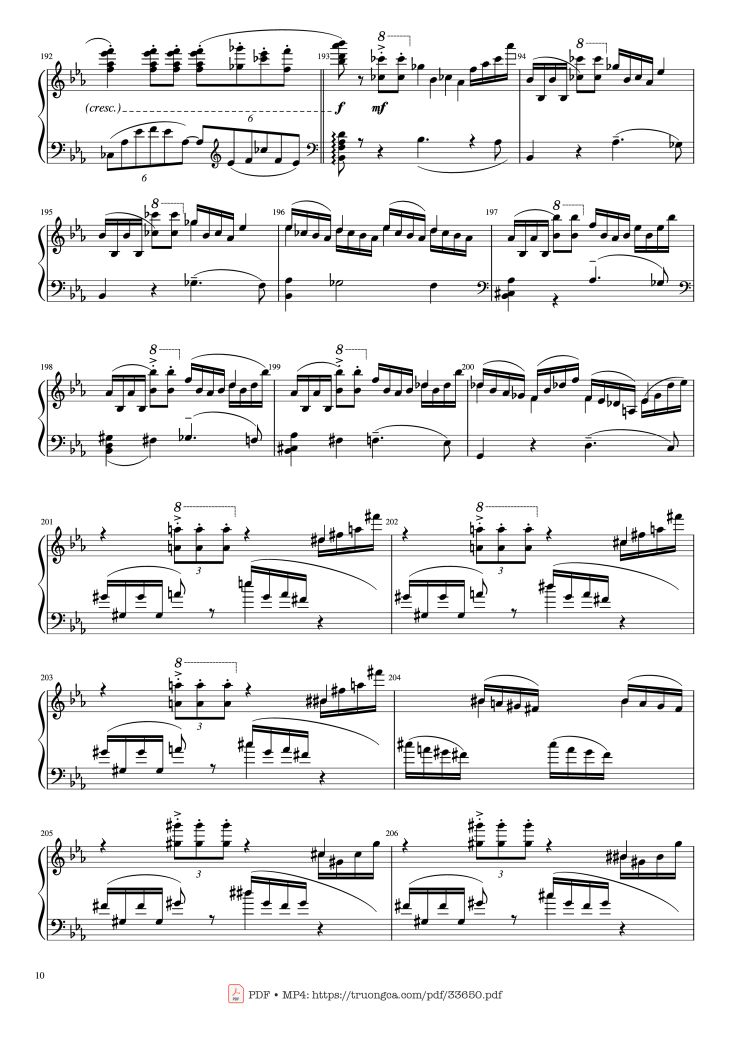 Page 10 of the piano sheet music PDF Piano – Piano Concerto No.2 Op.18 - Rachmaninov by Serguei Rachmaninoff
