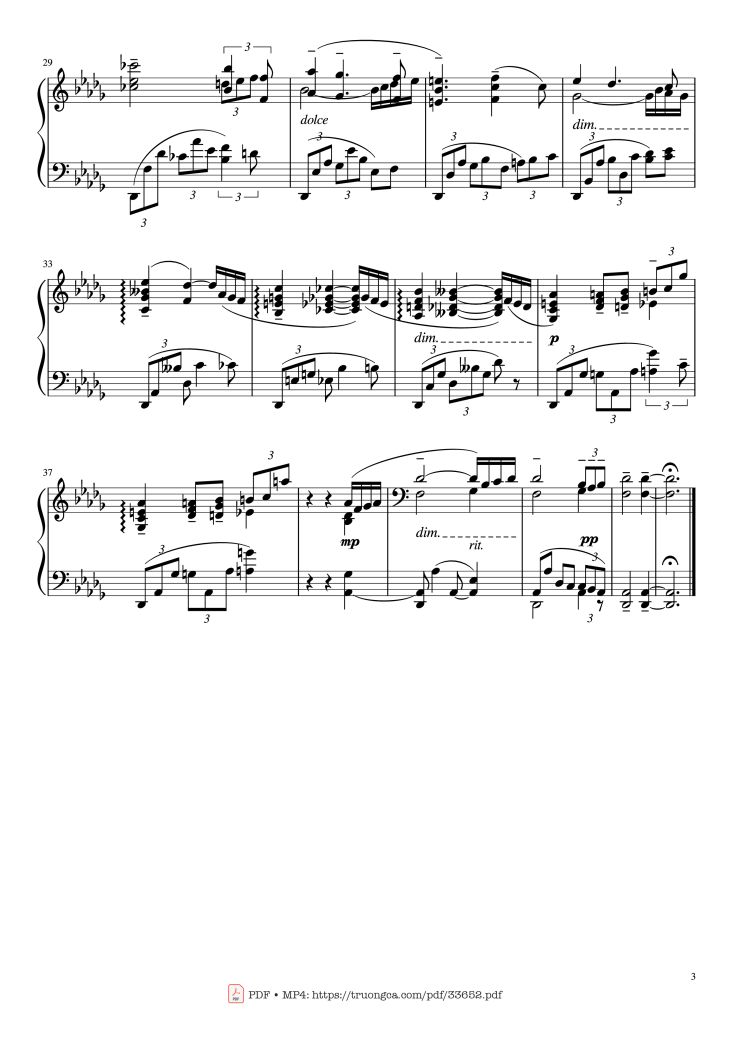 Page 3 of the piano sheet music PDF Piano – Rhapsody on a Theme of Paganini - 18th Variation Rachmaninov Piano Easy by Sergei Rachmaninoff