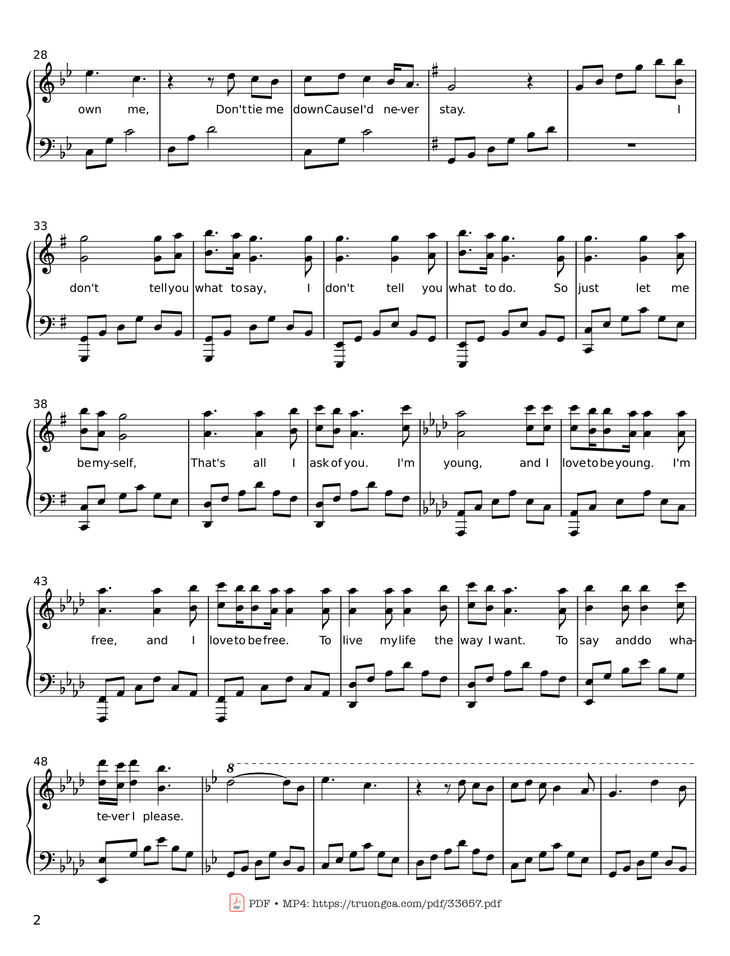 Page 2 of the piano sheet music PDF – You Don