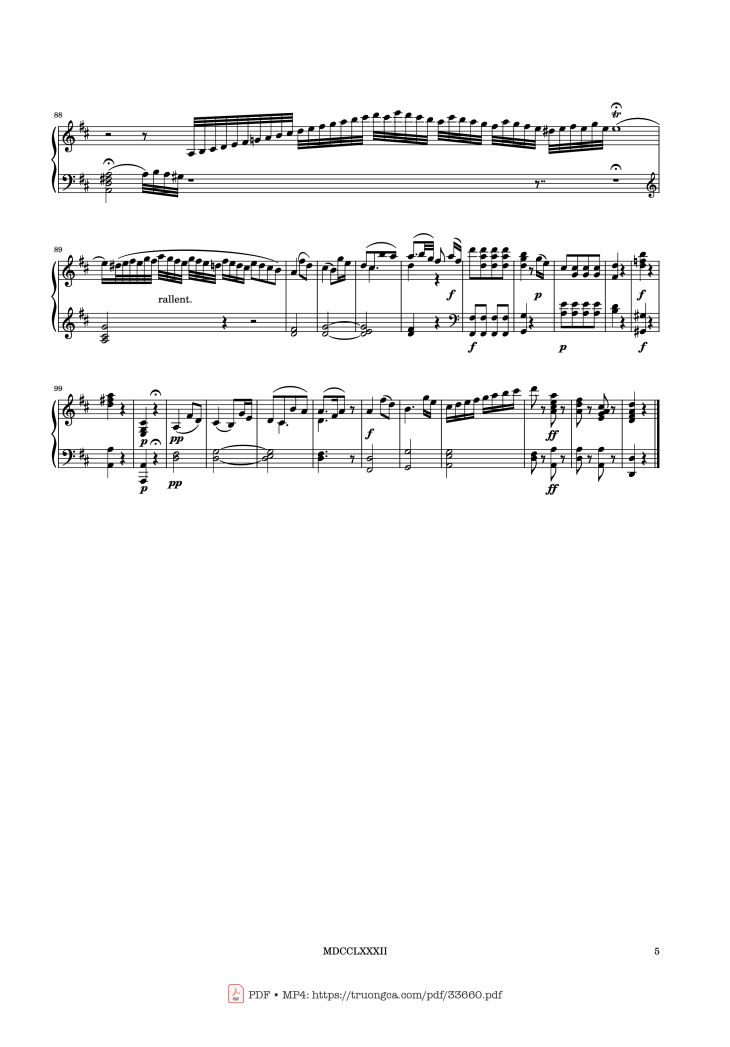 Page 5 of the piano sheet music PDF Piano – Phantasie No. 3 in D Minor K397 Piano by Wolfgang Amadeus Mozart