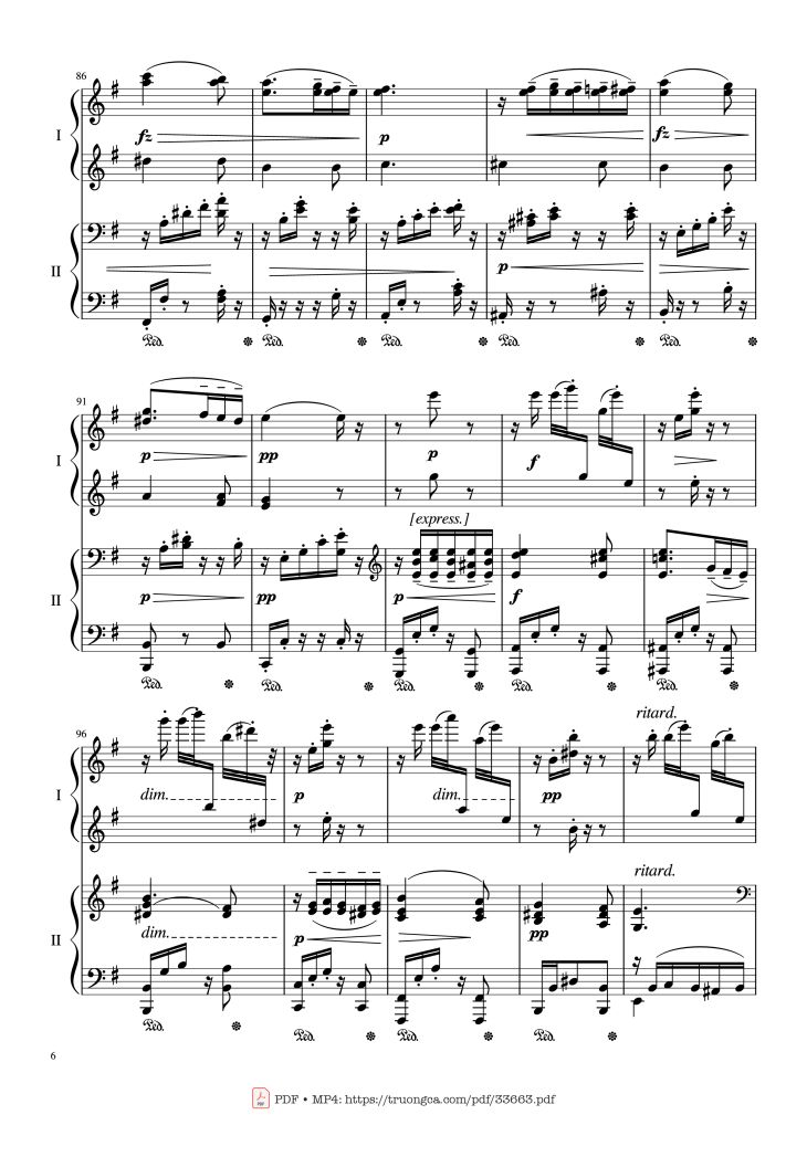 Page 6 of the piano sheet music PDF Piano – Slavonic Dances, Op.72 No.2 Piano Four Hand by Antonin Leopold Dvorak