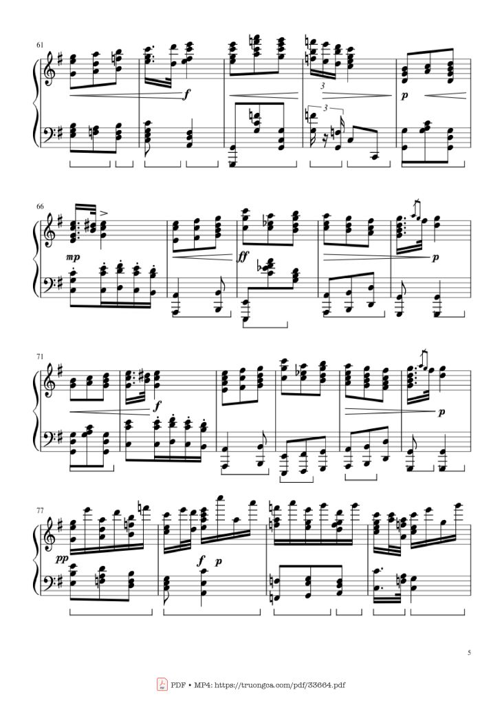 Page 5 of the piano sheet music PDF Piano – Slavonic Dances, Op.72 No.2 Piano Solo by Antonin Leopold Dvorak