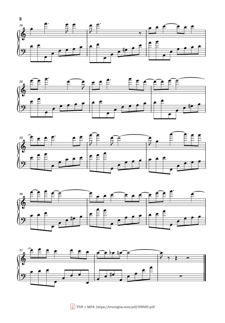 Page 2 of the piano sheet music PDF Piano – Anniversary Piano by Ludwig Van Beethoven