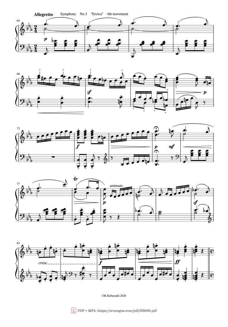 Page 3 of the piano sheet music PDF Piano – Beethoven Medley for classical Piano beginners by Ludwig van Beethoven