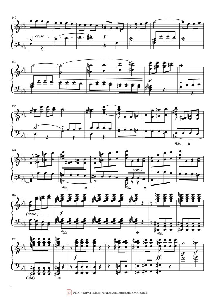 Page 4 of the piano sheet music PDF Piano – Beethoven Symphony No. 5 Piano (Advance) by Ludwig van Beethoven