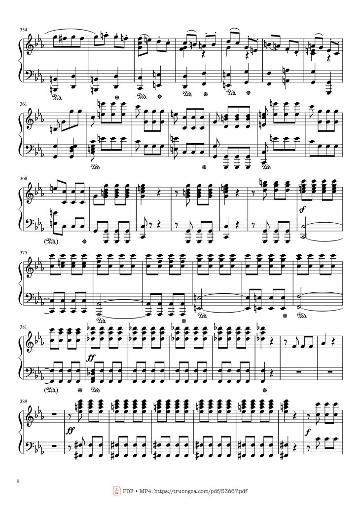 Page 8 of the piano sheet music PDF Piano – Beethoven Symphony No. 5 Piano (Advance) by Ludwig van Beethoven