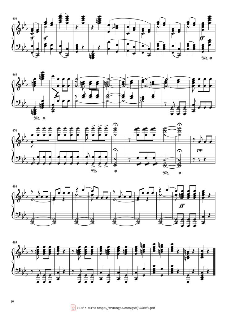 Page 10 of the piano sheet music PDF Piano – Beethoven Symphony No. 5 Piano (Advance) by Ludwig van Beethoven