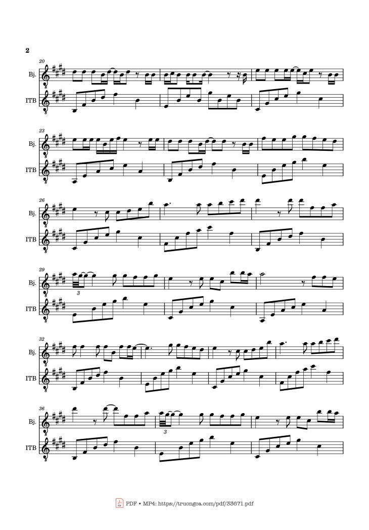 Page 2 of the piano sheet music PDF – Autumn In Melbourne (Mùa Thu ở Melbourne) Piano by 余光中