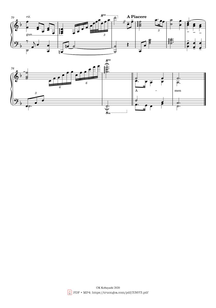 Page 4 of the piano sheet music PDF Piano – Amazing Grace by John Newton