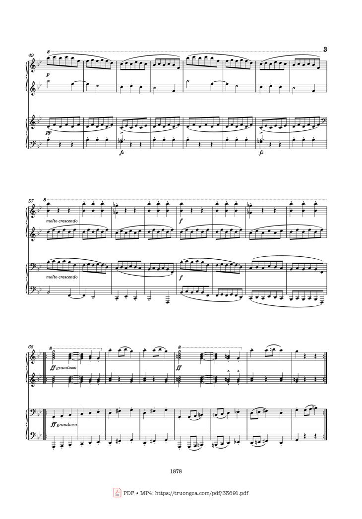 Page 3 of the piano sheet music PDF Piano – Slavonic Dances Op. 46 No. 8 Piano Four Hands by Antonin Leopold Dvorak