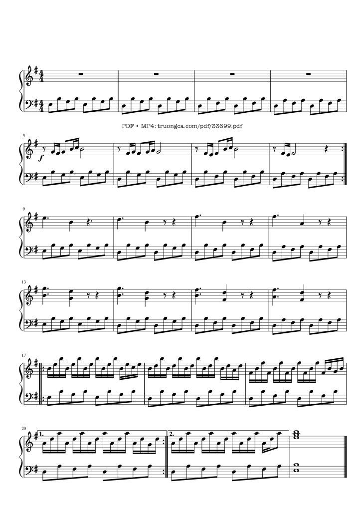 Page 1 of the piano sheet music PDF Piano – Amelie Piano Easy by Yann Tiersen