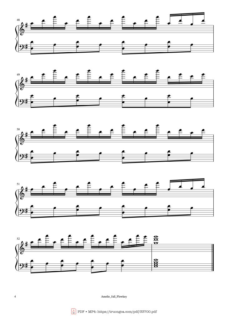 Page 4 of the piano sheet music PDF Piano – Amélie Full Soundtrack Piano by Yann Tiersen