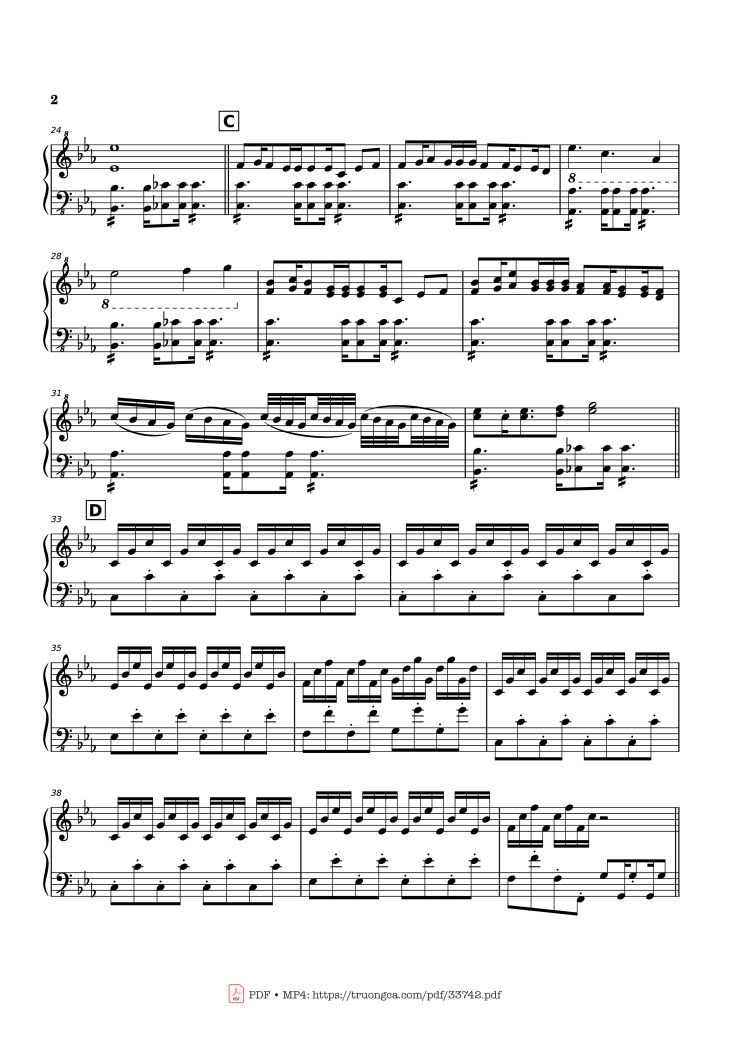 Page 2 of the piano sheet music PDF Piano – Schoolhouse Trouble Piano by Composed by: Anthony Hampton